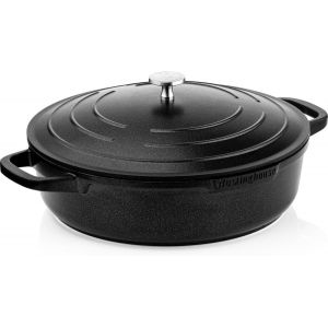 JEXNOVASHOP-PERFORMANCE SERIES Sauteuse avec couvercle, 32 cm, pour induction et tous types de feux, po&ecirc;le rev&ecirc;tue avec poign&eacute;e, bord haut, passe au four et au lave-vaisselle, noire - Neuf