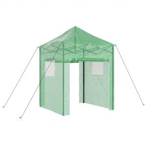 Serre Pop-Up Rectangulaire Jardin 200 X 200 X 300 Cm Pliable Ext&eacute;rieur Moderne En Fer Vert Helloshop26 02_0058858 - Neuf