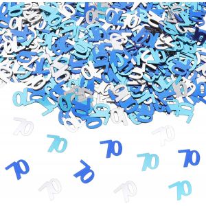 Confettis décoratifs pour 70e anniversaire - Bleu - Décoration de table pour homme et femme - Confettis - Décoration d'anniversaire - Neuf