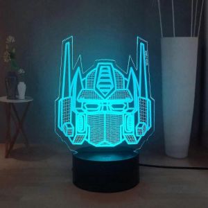 Veilleuse 3d Transformers, Lampe De Table Led Optimus Prime 7 Couleurs, Télécommande Pour Chambre D'enfant, Cadeau D'anniversaire Ou De Noël Pour Garçons - Neuf