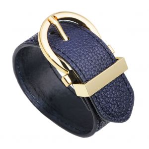 Bracelet En Cuir De Vache Pour Femme, Accessoire De Bijouterie Simple, Bracelet Reglable (Bleu) - Neuf