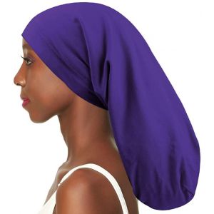 Bonnets de nuit doublés de satin pour tresses, dreadlocks, cheveux bouclés naturels, réglables, violets - Neuf