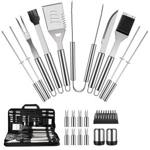 BARBECUE Accessoires, BARBECUE Ensemble d'outils, De 22 pièces en Acier Inoxydable Set BARBECUE - Neuf