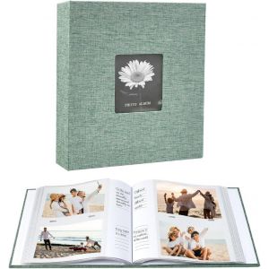 Album Photo Avec Pochette 15x10 Cm, Livre Photo Pour 200 Photos, Carnet Photo Inscriptible, Album Carte Postale Avec Couverture En Lin, Pour Mariages Bapt&ecirc;me Anniversaires Voyage, 22x22 Cm - Neuf