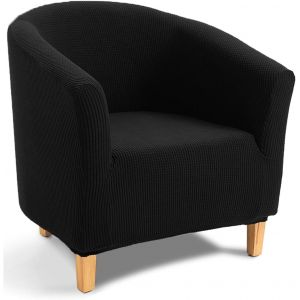 SUBZONAL-Housse de Fauteuil Chesterfield,Jacquard Housse de Canap&eacute; Tub Chair Housse Fauteuil Club Extensible Lavable Antid&eacute;rapant(Noir) - Neuf