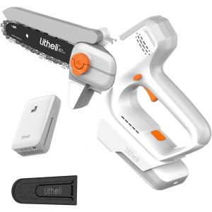 MEVRONISSHOP-Litheli Mini Tron&ccedil;onneuse &agrave; Batterie 10000 mAh, 20V, 6 Pouces Tronconneuse Electrique Sans Fil, Tension de Cha&icirc;ne R&eacute;glable, Verrouillage S&eacute;curit&eacute;, &Eacute;lagueuse, Petite Tron&ccedil;onneuse pour Boi - Neuf