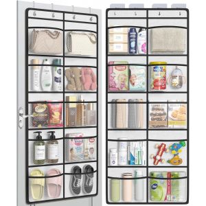Eryi-Étagère Suspendue,Organisateur De Rangement Suspendu Dessus De La Porte Avec 10 Grande Poche Et 4 Crochets En Métal, Pour Chambre D'enfant, Salle De Bain, Cuisine, Chambre À Coucher - Neuf