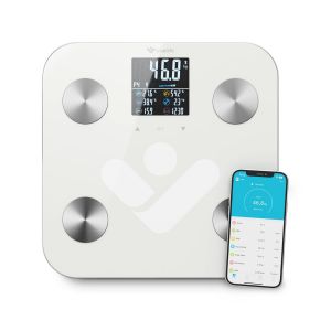 Fitscale W6 Bt Pèse-Personne Bluetooth Avec Analyse D'impédance Bioélectrique, 19 Indices Corporels Mesurables, Écran Lcd Coloré, Jusqu'à 8 Utilisateurs, Application Mobile - Neuf