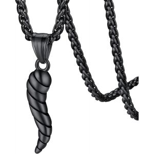 Trahoo-Collier Corne Italienne Femme Pendentif Piment Italien Plaqué Or/Noir/Acier Inoxydable Bijoux Porte Bonheur Amulette De Protection Cadeaux Pour Maman Fille (Boîte Cadeau) - Neuf