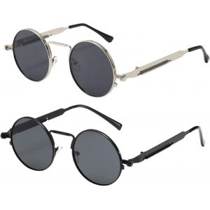 Fdjhy-Pack De 2 Lunettes De Soleil Rondes, Lunettes De Soleil Rétro, Lunettes De Soleil Mode, Lunettes De Soleil Polarisées Pour Hommes, Lunettes De Soleil Street Style, Lunettes De Soleil De Fête - Neuf