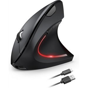 SUBZONAL-Souris Ergonomique sans Fil Rechargeable avec Suivi Optique 4800 DPI Réglable, Souris Silencieuse 2.4G, 6 Boutons, LED pour Ordinateurs, Portables, Mac, PC, Windows, Noir - Neuf
