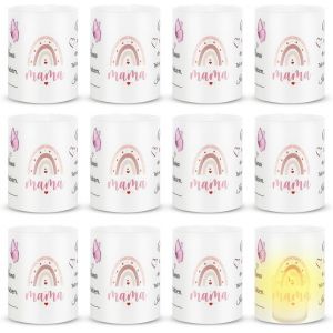 Lot De 12 Photophores - D&eacute;coration De Table D'anniversaire Pour Femme - Cadeau M&egrave;re - Photophore Rose - D&eacute;coration De Table Pour Bougies Chauffe-Plat - Bougies A - Neuf