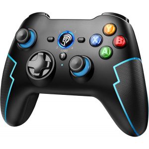 Manette Pc Sans Fil, Gamepad Bluetooth Avec G&acirc;chettes Hall, Double Vibration Et Fonction Turbo, Compatible Avec Pc/Ps3/Switch/Android Tv/Box Tv/Smartphone/Tablet/Portable - Bleu - Neuf