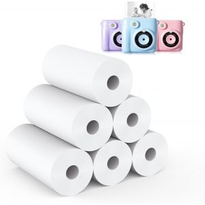 KALANKA-6 Rouleaux Papier Thermique pour Appareil Photo Enfant - 56 mm Papier D'imprimante Thermique Blanc pour Enfants Cam&eacute;ras instantan&eacute;es,Mini Imprimante, Imprimante Photo Portable (Blanc-6) - Neuf