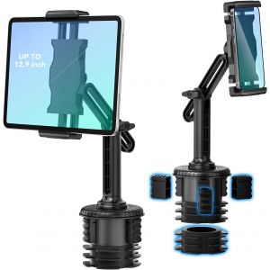 Support Tablette Voiture avec Bras R&eacute;glable Long, Support iPad Universel pour Porte-gobelet de Voiture, Compatible avec Tablettes, T&eacute;l&eacute;phones 4,7-13&iquest; pour iPad Pro, Galaxy, Switch - Neuf