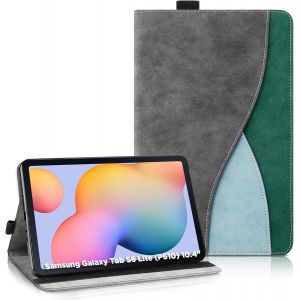 &Eacute;tui Coque Pour Samsung Galaxy Tab S6 Lite 10,4 Pouces 2024/2022/2020 - &Eacute;tui Housse De Protection Cuir Pu Avec Portefeuille Coque Tablette Galaxy Tab S6 Lite (Gris Fonc&eacute;) - Neuf
