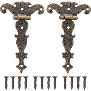 Lot de 2 charni&egrave;res d&eacute;coratives en alliage de zinc et en forme de T pour porte de placard - Neuf