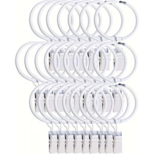 ERYI-Lot De 35 Clips De Rideaux Ouverts Avec Anneaux Blancs De 3,8 Cm En Métal Solide Et Décoratif, Antirouille Pour Tringle À Rideaux Pour Salle De Bain, Salon Et Chambre D'Amis - Neuf