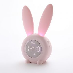 Réveil Lapin Réveil Lumineux pour Bébé Réveil Enfant avec Motif Lapin Mignon pour Réveil Enfant Réveil Lumineux Fille Fonction Snooze Installation Aimantée Horloge Lapin Rose Chronométrée - Neuf