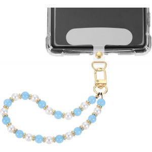 KAL-Pearl Dragonne De Téléphone, Cordon De Téléphone, Mains Libres, Breloque De Téléphone Avec Languette D'Attache Pour Portefeuille, Porte-Clés, Appareil Photo, Écouteurs, Bleu Clair Et - Neuf