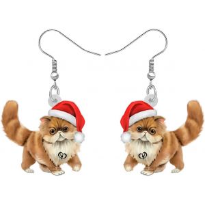 Kal-Boucles D'oreilles Pendantes En Acrylique Chat Mignon Animaux De Compagnie De Noël Pour Femmes Filles Bijoux Anime Kitten Cadeaux Pour Les Amoureux Des Chats - Neuf