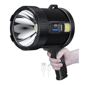 Projecteur rechargeable, 100 000 LED, lampe de poche portable, projecteurs solaires d'extérieur ultra-lumineux - Neuf