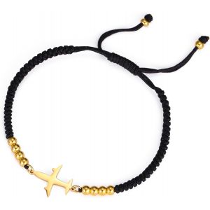 Trahoo-Bracelet D'avion Ajustable Bracelet De Corde Tressée Fait À La Main Bracelet De Perles Couple Pilote D'avion Bijoux Voyageur Souvenir Cadeau Pour Hôtesse De L'air Hôtesse De L'air Femmes - Neuf