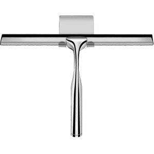 Raclette de douche et de fenêtre en acier inoxydable 12 pouces avec support mural pour outil de nettoyage de salle de bain - Neuf