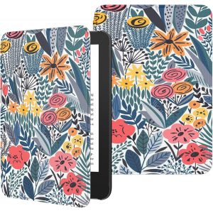 GUOP-Étui Compatible Avec 6"" Kindle(11E Génération Version 2024/2022) & Version Internationale,Coque Légère Avec Réveil/Sommeil Automatique Pour Liseuse Kindle 2024,Fleuron À Feuilles Bleues - Neuf