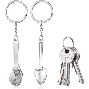 KAL-Porte-Clés Femme, Porte-Clés À Outils Réglable, 2 Pièces, Pendentif D'Outil Mignon, Mini Porte-Clés Cool, Accessoires Pour Hommes Et Femmes (Argent) - Neuf
