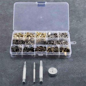 Kit De 100 Boutons-Pression En Cuir,Boutons-Pression En M&eacute;tal De 12,5 Mm,Boutons-Pression En Cuir De 4 Couleurs Pour - Neuf