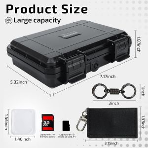 CMJAAGUR-Étui Pour Cartes Mémoire À 36 Emplacements Et 36 Étuis Transparents Et 60 Notes Adhésives Visuelles, Résistant À L'Eau, Aux Chocs, À La Poussière, Pour Carte Mémoire, Protection De [M1815] - Neuf