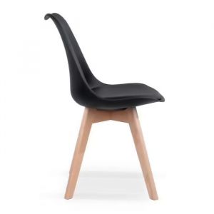 Chaise de Salle &agrave; Manger Scandinave - Noire - 5 kg - Pieds en Bois de H&ecirc;tre - Neuf