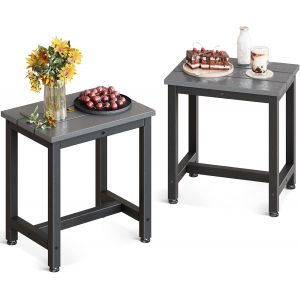 Ulteronixshop-Table d'Appoint d'Ext&eacute;rieur, Lot de 2, Petite Table d'Appoint pour Jardin, Terrasse et Bord de Piscine, R&eacute;sistante aux Intemp&eacute;ries/Facile d'entretien, Gris - Neuf