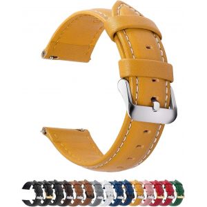 Bracelet Montre En Cuir Véritable,Axus Montre Bracelet À Dégagement Rapide,22mm Jaune - Neuf