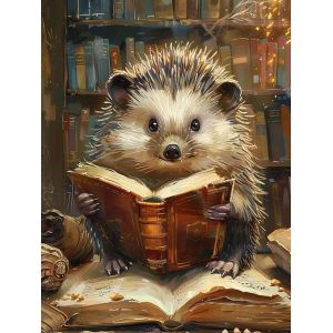 Ayuhr-5d Diy Diamond Painting Kits Livre De Lecture Hérisson, Diamant Peinture Point De Croix Broderie Animal, Strass Complet Image Arts Pour Peinture Salon Chambre Décoration Sticker Mural 30x40cm - Neuf