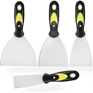 Ensemble De Spatules En Acier Inoxydable 4 Pièces,Couteau De Revêtement Avec Spatule À Manche En Plastique,Rayures De Couteau À Palette,Spatule De Bricolage - Neuf