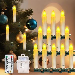 Guirlande lumineuse pour sapin de No&euml;l avec t&eacute;l&eacute;commande, &eacute;tanch&eacute;it&eacute; IP54, avec 30 bougies LED, pour int&eacute;rieur et ext&eacute;rieur, d&eacute;coration de No&euml;l - Neuf