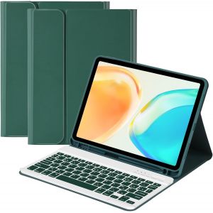 Coque Clavier Pour Ipad Air 11`` M2&m3 2024/2025, Air 5 2022/Air 4 2020 10.9"", &Eacute;tui Pour Pro 11 1&egrave;me 2018 Avec Pen Holder, Housse Avec Magn&eacute;tique Sans Fil Clavier Azerty Fran&ccedil;ais (Vert Fonc&eacute;) - Neuf
