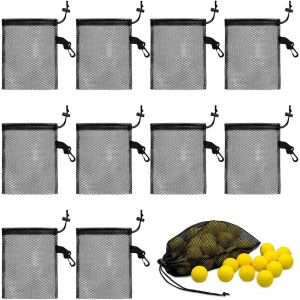 Acdsgd-Lot De 10 Sacs En Maille De Nylon Avec Cordon De Serrage Et Clips, 20 &times; 30 Cm Sacs De Rangement Portables, Poches Noires En Filet Avec Cordon De Serrage Pour Sport, Natation, Plage, Voyages, Camping - Neuf