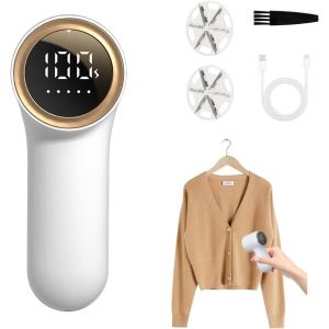 MEVRONISSHOP-Rasoir &agrave; peluches portable et compact - T&ecirc;te &agrave; 3 lames pour 5 niveaux de puissance r&eacute;glables - Avec voyants LED - Charge USB - &Eacute;limine les peluches &eacute;lectrique - Neuf