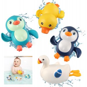 Ulteronixshop-Jouet de Bain B&eacute;b&eacute;, Jouets Bain Flottants pour Baignoire, Piscine - Jeu de Animaux Jouet de Piscine Nouveau-n&eacute; Douche Jouet pour Bebe Enfants 1 2 3 4 Ans - 2 Pingouins, 1 Cygne et 1 Can - Neuf
