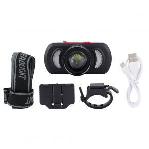 Hjlian Lampe Frontale Telescopique Usb Xpeled A Lumiere Rouge Et Bleue Avec Zoom Et Clip Pour L'exterieur - Neuf