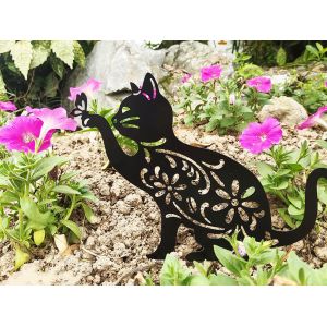 Lot De 2 Sculptures De Chat En M&eacute;tal, Ornements De Jardin Et De Pelouse, D&eacute;coration Int&eacute;rieure - Neuf