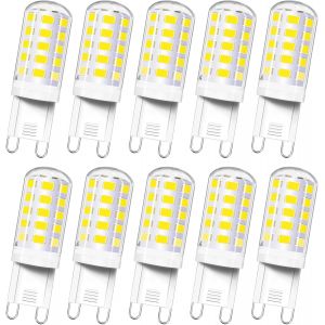 Kalanka-Ampoule Led G9 4w Blanc Froid 6000k 400lm, &Eacute;quivalent Halog&egrave;ne G9 40w 33w, Ac 220-240v, Culot G 9 Led Lampe Pour Lustre, Applique Murale D'int&eacute;rieur, Non-Dimmable, Lot De 10 - Neuf