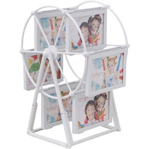 Grand cadre photo rotatif, cadre photo vintage pour bureau, cadre photo personnalisé pour 12 photos, décoration d'intérieur, cadeau de Noël ou d'anniversaire, blanc - Neuf