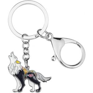 Kal-Porte-Clés En Alliage Émaillé Loup Mignon Pour Femmes Filles Bijoux Fantaisie Animaux Pour Homme Clé Voiture Porte-Monnaie Sac À Dos - Neuf