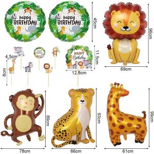 CAUC-Jungle D&eacute;coration 2 Anniversaire, Safari Animaux Ballon pour Enfants, 17 Pi&egrave;ces Sauvages F&ecirc;te d'Anniversaire, 2 Ans - Neuf