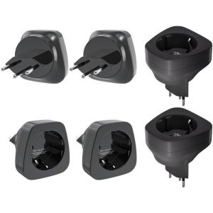 JGD-Lot de 6 adaptateurs de Voyage Allemagne vers Suisse (convertisseur de Prise Schuko UE en Type J), Compatible Maldives, Rwanda et Liechtenstein, Couleur Noir - Neuf