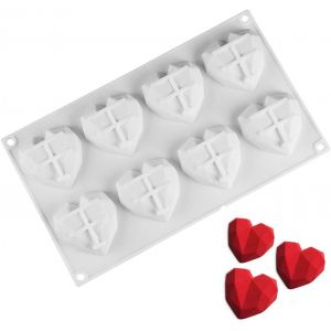 Moule En Silicone 8 Cavités En Forme De C?ur, Moule À Gâteau Mousse 3d En Forme De C?ur, Outils De Bricolage Pour Gâteaux, Bonbons, Chocolat - Neuf